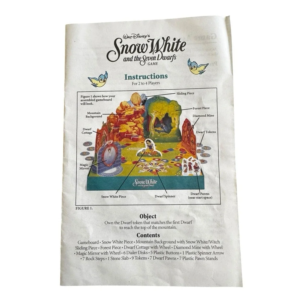 Vintage Snow White and the‎ Seven Dwarfs Board Game Milton Bradley 1992 COMPLETE